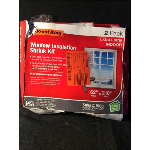 Window insulation shrink kit 62 inches wide by 210 tall