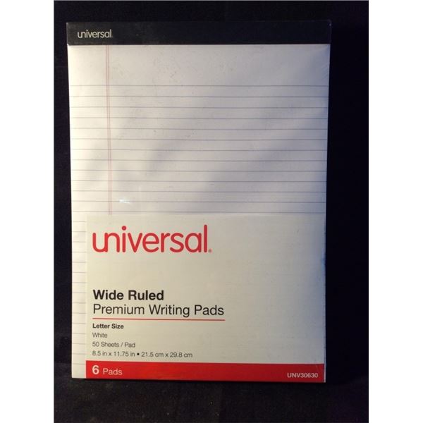 Universal wide rule premium writing pads six pads