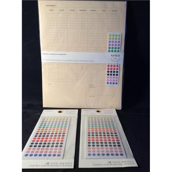 Perpetual  calendar with planner dots with two extra packs of plantar dots