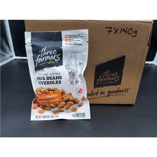 Three Farmers Roasted Fava Beans-zesty Cheddar (7 x 140g)