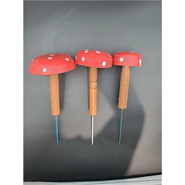 Lot of 3 Garden Mushrooms-Decorative