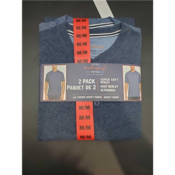 Weatherproof Brand Vintage 2 Pack Henley T-shirts - Mens Medium