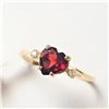 Image 3 : 10K Yellow Gold Garnet(1.1ct) Diamond(0.02ct) Ring (~Size 6.25)(Ring is resizable for $40) (~length 
