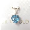 Image 1 : 10K Yellow Gold Blue Topaz(0.95ct) Diamond(0.03ct) Pendant (~Size )(Ring is resizable for $40) (~len