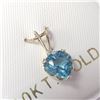 Image 2 : 10K Yellow Gold Blue Topaz(0.95ct) Diamond(0.03ct) Pendant (~Size )(Ring is resizable for $40) (~len