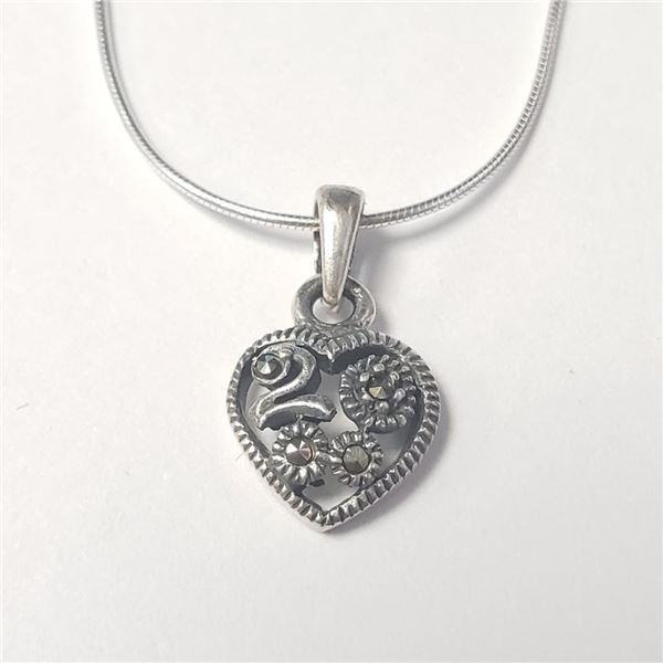 Silver Marcasite 18" Necklace (~Size )(Ring is resizable for $40) (~length inches), Suggested Retail