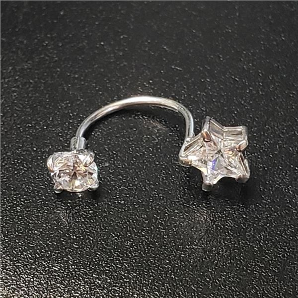 10K White Gold Cz 0.7G Belly Button (~Size )(Ring is resizable for $40) (~length inches), Suggested 