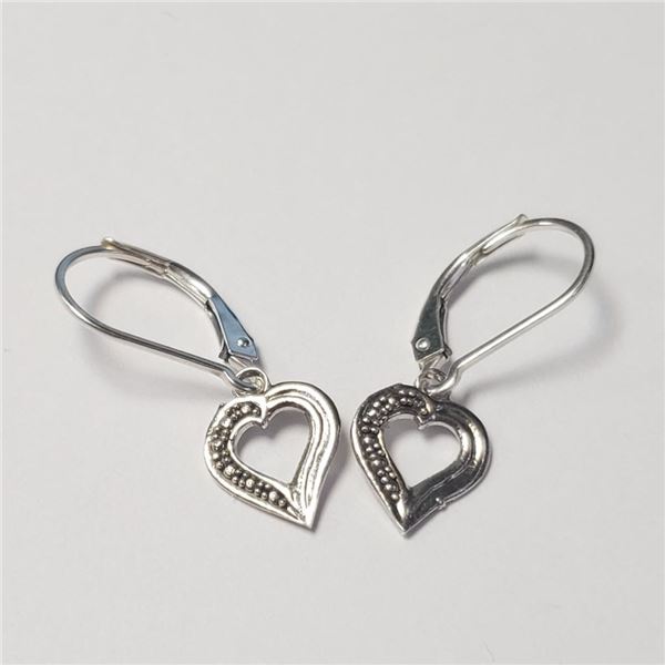 Silver Heart Earrings (~Size )(Ring is resizable for $40) (~length inches), Suggested Retail Value $