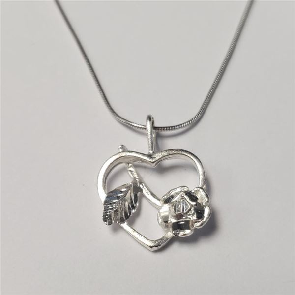 Silver Flower 18" Necklace (~Size )(Ring is resizable for $40) (~length inches), Suggested Retail Va