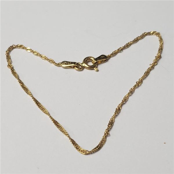 14K Yellow Gold 0.85G 7" Bracelet (~Size )(Ring is resizable for $40) (~length 7"inches), Suggested 