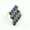 Image 1 : Gold plated Silver Blue Sapphire White Topaz(3.6ct) Gold Rhodium Plated Ring (~weight 4.65g)