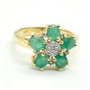 Image 1 : Gold plated Silver Emerald White Topaz(2.9ct) Gold Rhodium Plated Ring (~weight 3.8g)