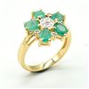 Image 3 : Gold plated Silver Emerald White Topaz(2.9ct) Gold Rhodium Plated Ring (~weight 3.8g)