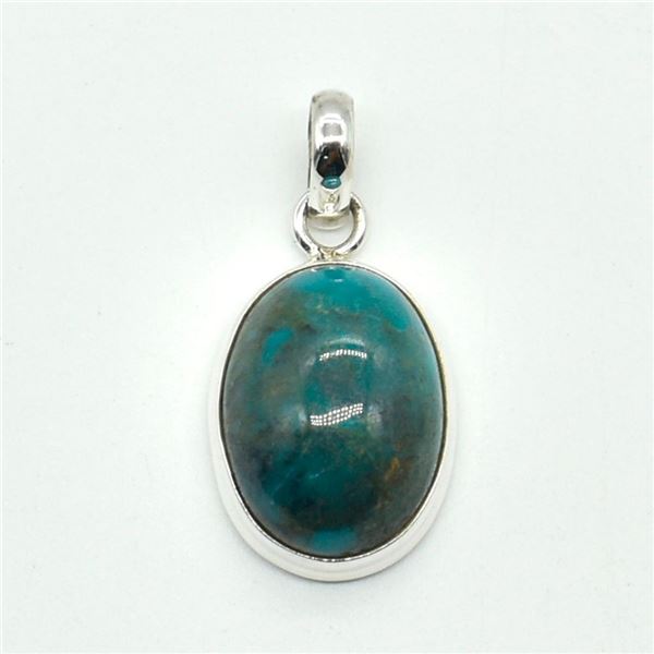 Silver Turquoise(8.1ct) Habd Made Pendant (~weight 4.2g)