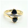 Image 1 : Gold plated Silver Blue Sapphire White Topaz(1.8ct) Gold Rhodium Plated Ring (~weight 3.6g)