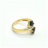 Image 2 : Gold plated Silver Blue Sapphire White Topaz(1.8ct) Gold Rhodium Plated Ring (~weight 3.6g)