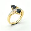 Image 3 : Gold plated Silver Blue Sapphire White Topaz(1.8ct) Gold Rhodium Plated Ring (~weight 3.6g)