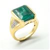 Image 3 : Gold plated Silver Emerald White Topaz(10.8ct) Gold Rhodium Plated Ring (~weight 7.75g)