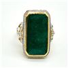 Image 1 : Gold plated Silver Emerald(13.5ct) Gold Rhodium Plated Ring (~weight 9.45g)