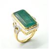 Image 3 : Gold plated Silver Emerald(13.5ct) Gold Rhodium Plated Ring (~weight 9.45g)
