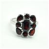 Image 1 : Silver Garnet(4.5ct) Rhodium Plated Ring (~weight 4.85g)
