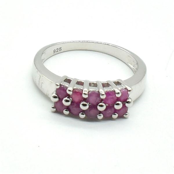 Silver Ruby(1.8ct) Rhodium Plated Ring (~weight 5.2g)