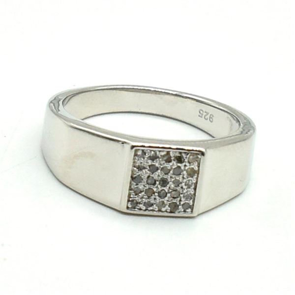 Silver Diamond(0.25ct) Rhodium Plated Ring (~weight 4.25g)
