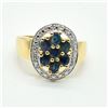 Image 1 : Gold plated Silver Blue Sapphire White Topaz(2.9ct) Gold Rhodium Plated Ring (~weight 4.5g)