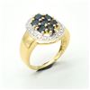 Image 3 : Gold plated Silver Blue Sapphire White Topaz(2.9ct) Gold Rhodium Plated Ring (~weight 4.5g)