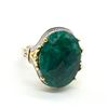 Image 1 : Gold plated Silver Emerald(9.9ct) Gold Rhodium Plated Ring (~weight 5.45g)
