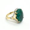 Image 2 : Gold plated Silver Emerald(9.9ct) Gold Rhodium Plated Ring (~weight 5.45g)