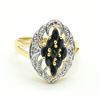 Image 1 : Gold plated Silver Blue Sapphire White Topaz(1.25ct) Gold Rhodium Plated Ring (~weight 4.5g)