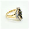 Image 2 : Gold plated Silver Blue Sapphire White Topaz(1.25ct) Gold Rhodium Plated Ring (~weight 4.5g)