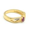 Image 2 : Gold plated Silver Ruby White Topaz(0.3ct) Gold Rhodium Plated Ring (~weight 3.3g)