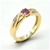 Image 3 : Gold plated Silver Ruby White Topaz(0.3ct) Gold Rhodium Plated Ring (~weight 3.3g)