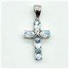 Image 1 : Silver Blue Topaz(2.25ct) Rhodium Plated Pendant (~weight 2.3g)