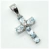 Image 2 : Silver Blue Topaz(2.25ct) Rhodium Plated Pendant (~weight 2.3g)