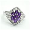 Image 1 : Silver Amethyst(1.45ct) Rhodium Plated Ring (~weight 3.45g)