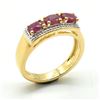 Image 3 : Gold plated Silver Ruby(1.35ct) Gold Rhodium Plated Ring (~weight 4.35g)