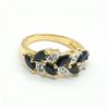 Image 1 : Gold plated Silver Blue Sapphire White Topaz(2.25ct) Gold Rhodium Plated Ring (~weight 4.2g)