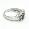 Image 2 : Silver Blue Sapphire White Topaz(1.8ct) Rhodium Plated Ring (~weight 3.8g)
