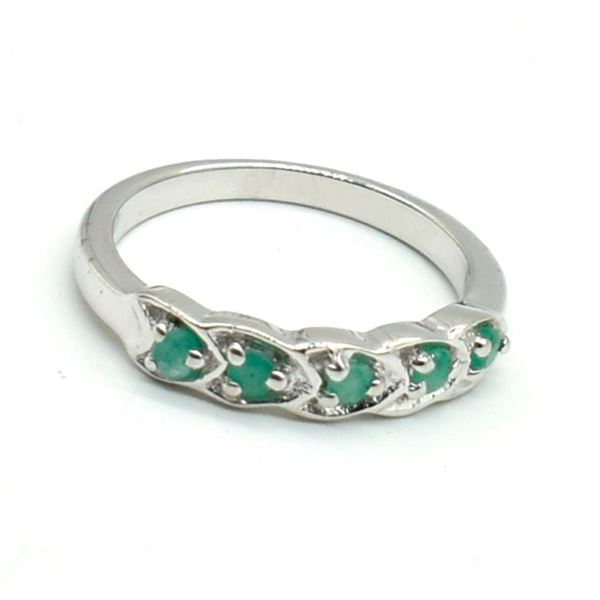 Silver Emerald(0.9ct) Rhodium Plated Ring (~weight 2.8g)
