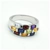Image 1 : Silver Multicolour Gem Stone(2.25ct) Rhodium Plated Ring (~weight 6g)