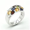 Image 3 : Silver Multicolour Gem Stone(2.25ct) Rhodium Plated Ring (~weight 6g)