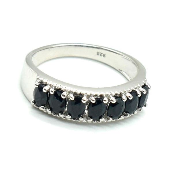 Silver Blue Sapphire(1.9ct) Rhodium Plated Ring (~weight 3.15g)