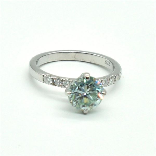 Silver Moisanite(1.65ct) Rhodium Plated Ring (~weight 2.65g)
