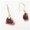 Image 2 : 10K Yellow Gold Garnet(2.5ct) Earrings (~Size )(Ring is resizable for $40) (~length inches), Suggest