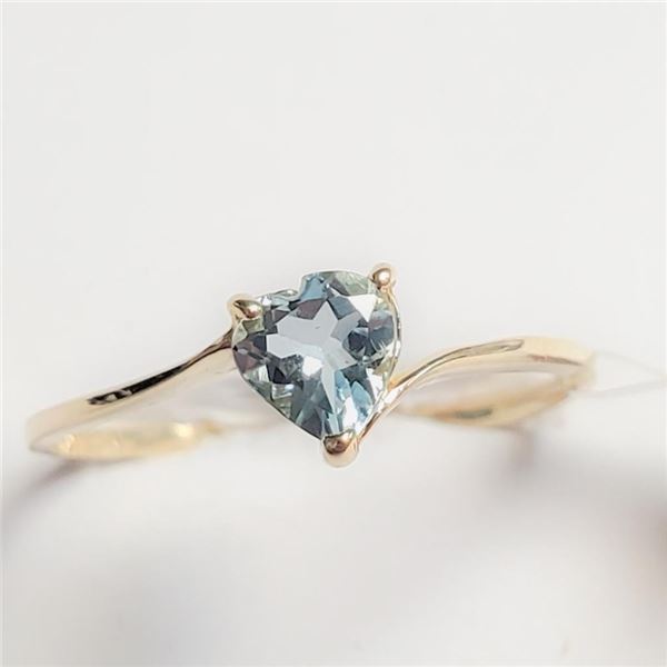 10K Yellow Gold Aquamarine(0.5ct) Ring (~Size 5.5)(Ring is resizable for $40) (~length inches) (~wei
