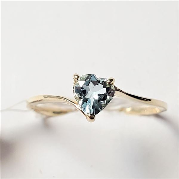 10K Yellow Gold Blue Topaz(0.4ct) Ring (~Size 5.5)(Ring is resizable for $40) (~length inches) (~wei