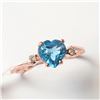 Image 2 : 10K Rose Gold Blue Topaz(0.9ct) Diamond(0.02ct) Ring (~Size 6.5)(Ring is resizable for $40) (~length
